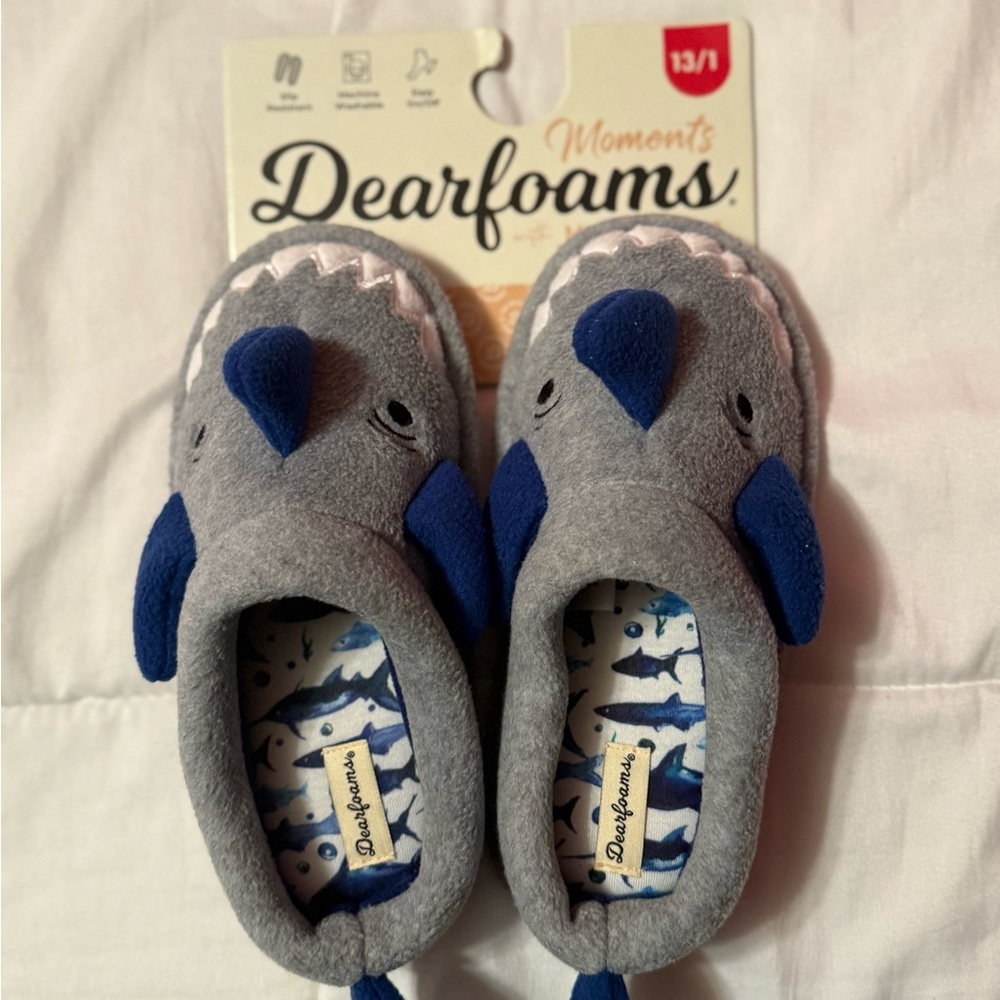 Dearfoams Kids Shark Slippers